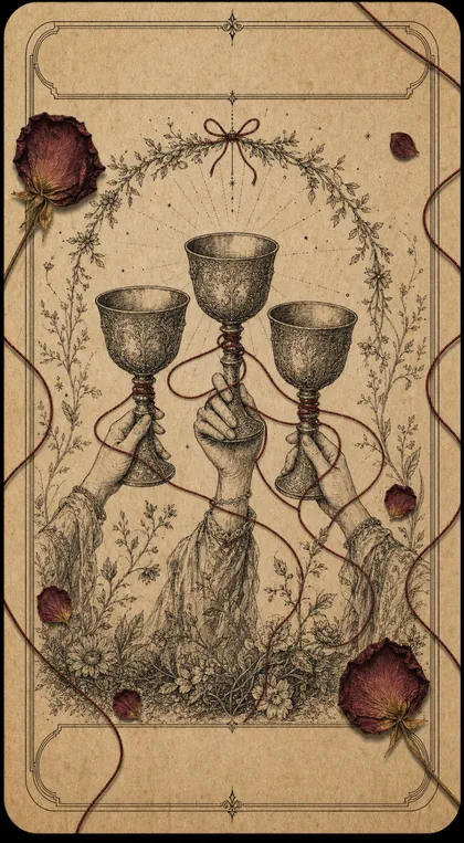 Three of Cups Fatewave tarot card art