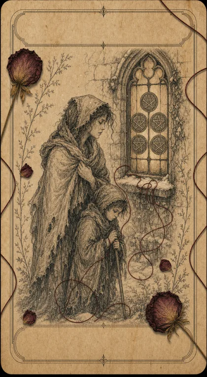 Five of Pentacles Fatewave tarot card art