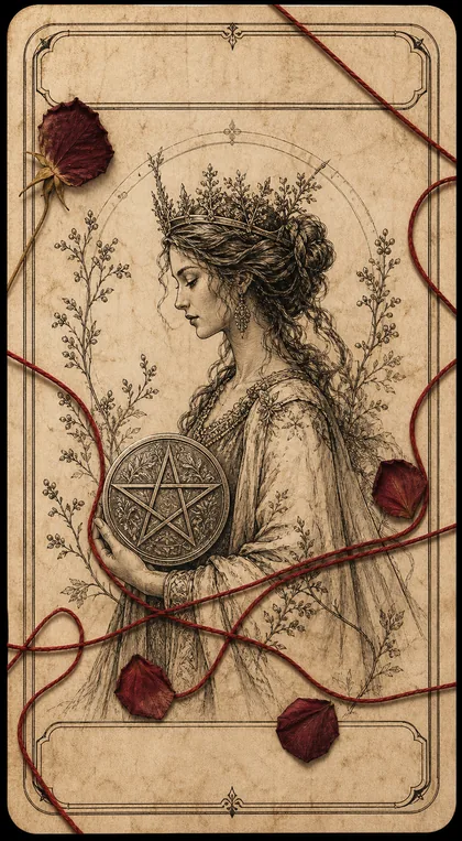 Queen of Pentacles Fatewave tarot card art