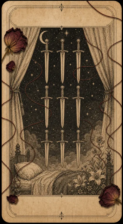 Nine of Swords Fatewave tarot card art