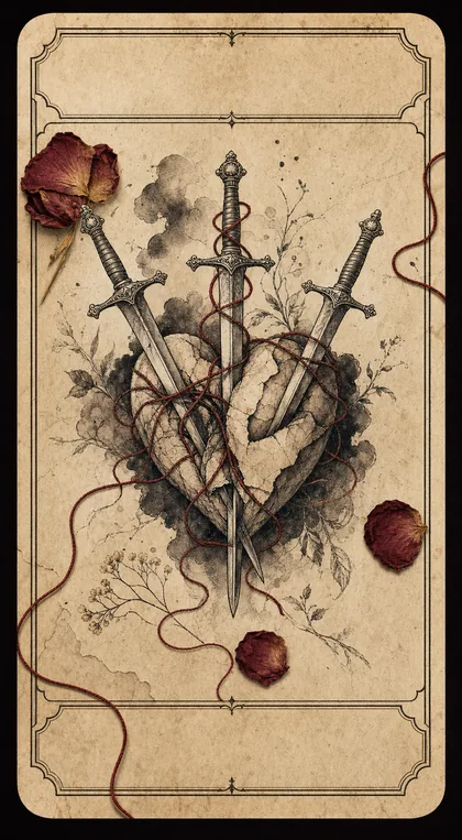 Three of Swords Fatewave tarot card art