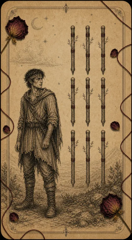 Nine of Wands Fatewave tarot card art