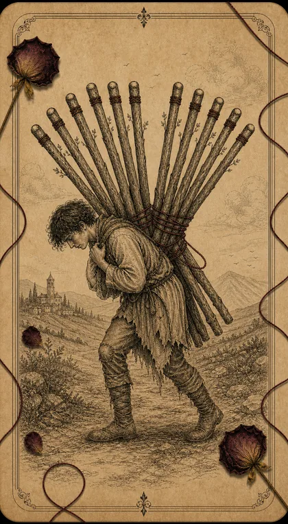 Ten of Wands Fatewave tarot card art