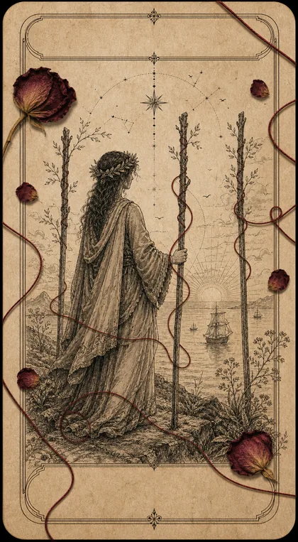 Three of Wands Fatewave tarot card art
